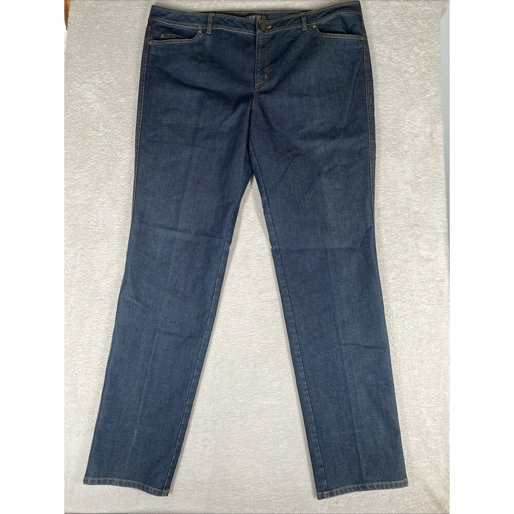 Lafayette 148 Jeans Women's 16 High Rise Straight Leg Blue Denim Dark Wash STret